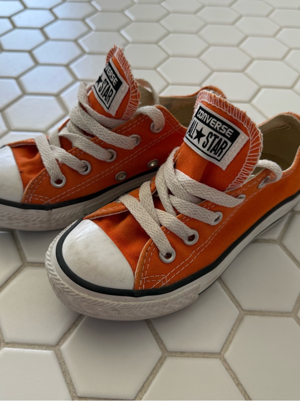 Converse Low Top Sneakers in Bright Orange and White